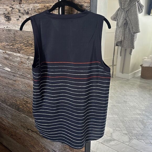AG 'Sky' Silk & Cotton Tank In Blue Night Stripe - Picture 3 of 10